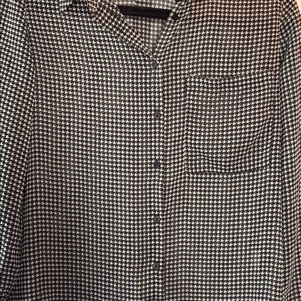 Chic Houndstooth Black and White Women's Button Down Shirt by Love for Humanity - Picture 3 of 9